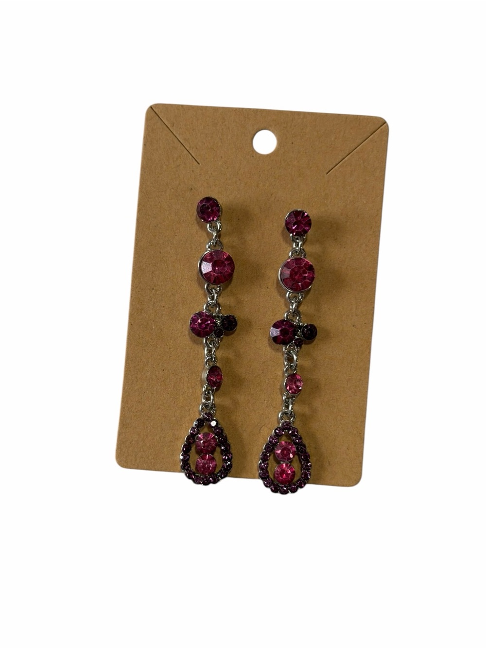 Pink Crystal Drop Dangle Earrings - Women Jewelry